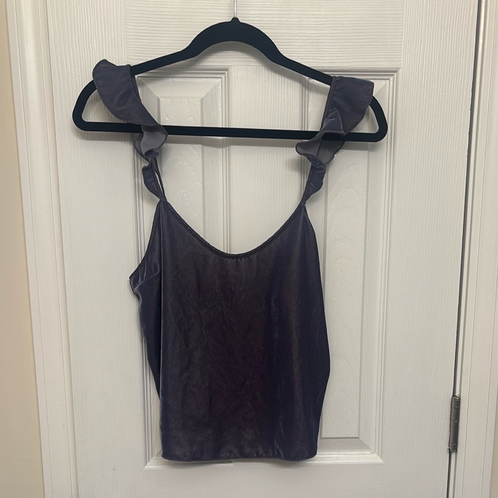 GUC Victoria’s Secret Blue Gray Velvet Women's Top, Size Small